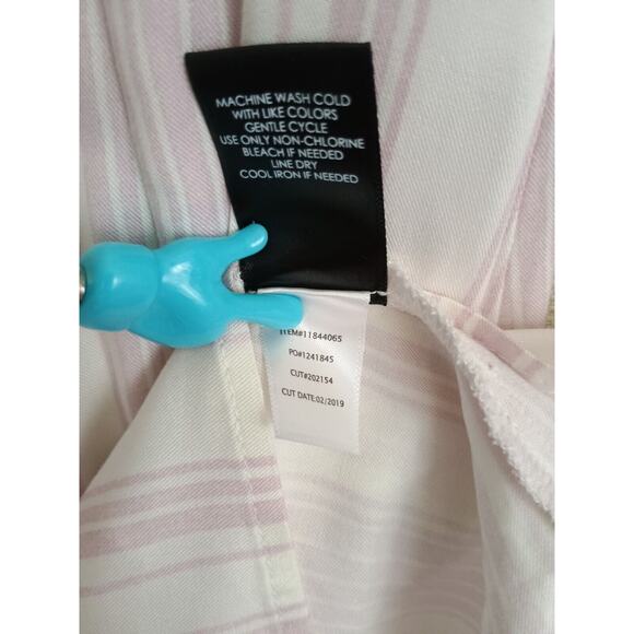 Torrid Shirt Women 1 Purple White Striped Lagenlook Stretch 3/4 Sleeve Button Up - Picture 8 of 8